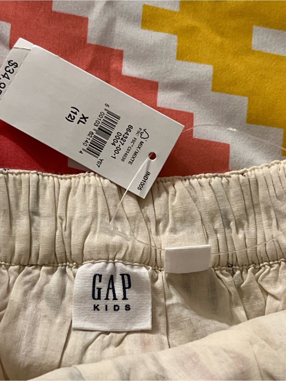 GAP Kids Neutral Linen-Blend Metallic Stripe Halter Top